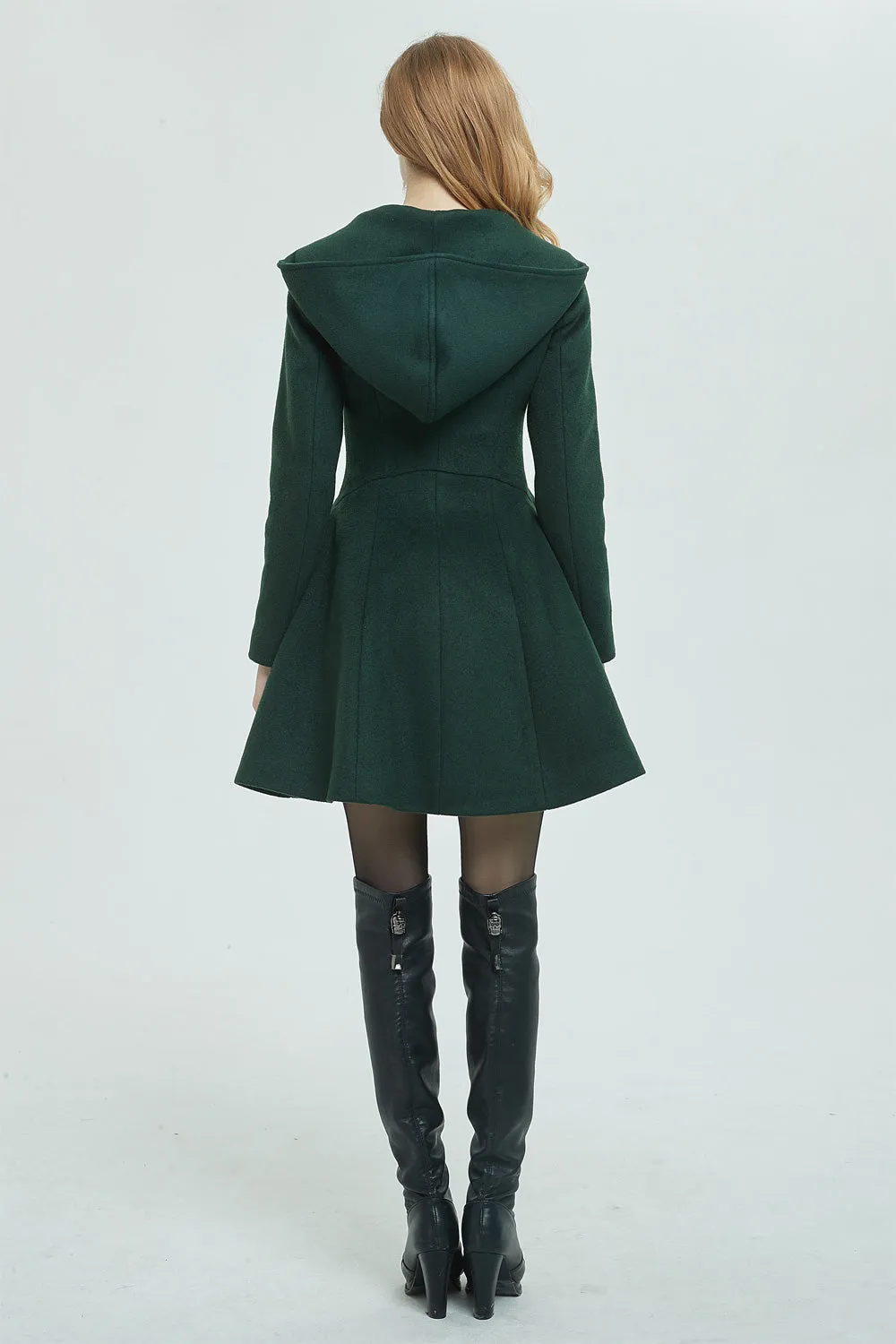 green wool coat, hooded coat, short coat 1948