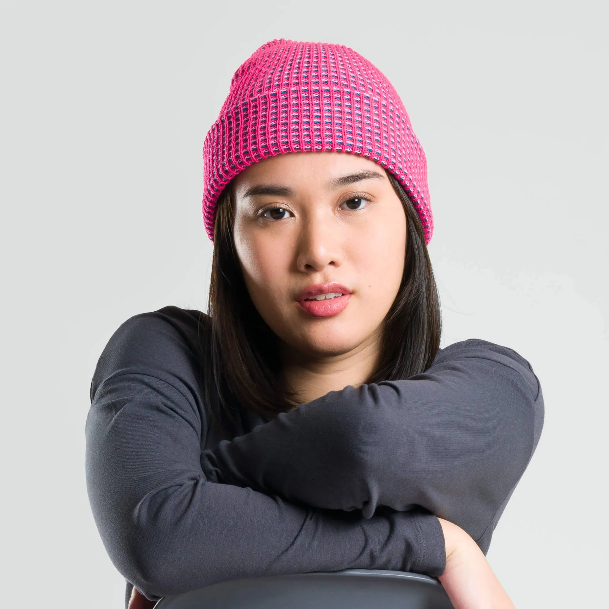 Grid Knit Beanie - Cobalt