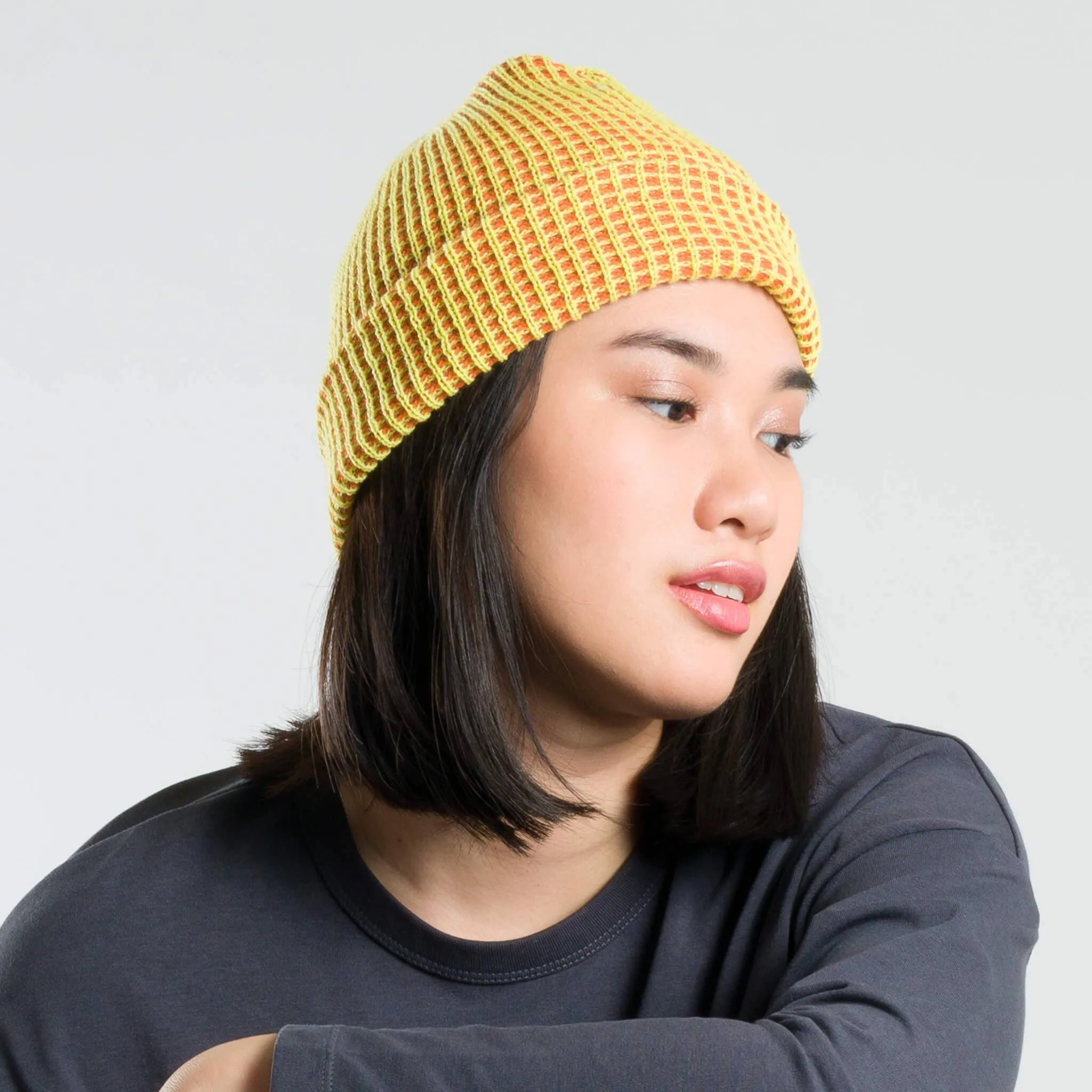 Grid Knit Beanie - Cobalt