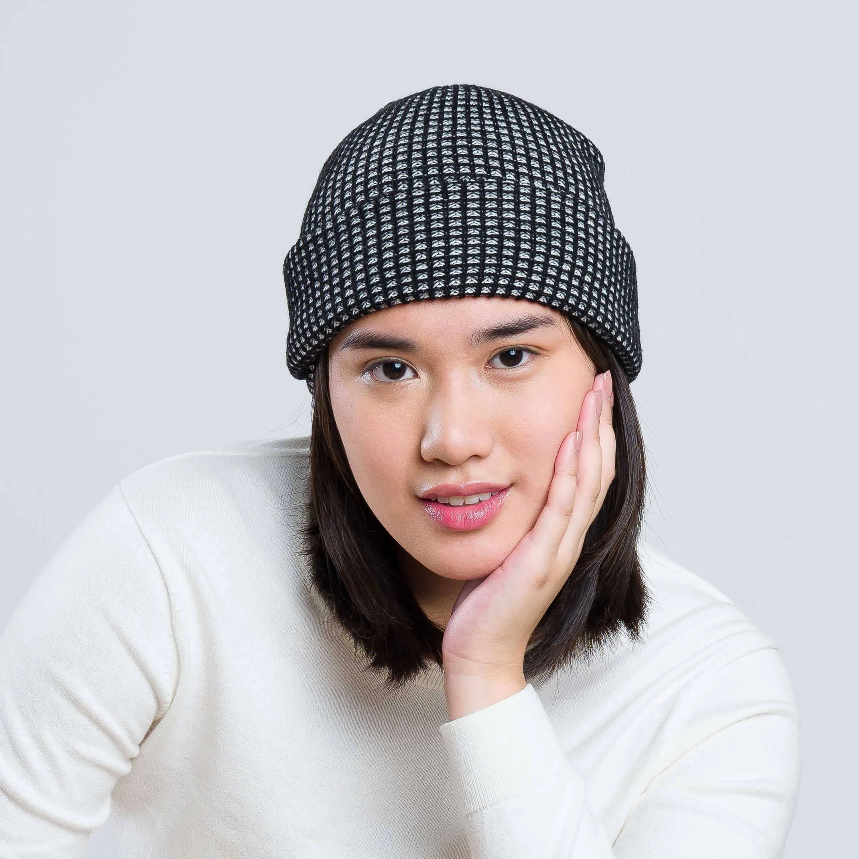 Grid Knit Beanie - Cobalt