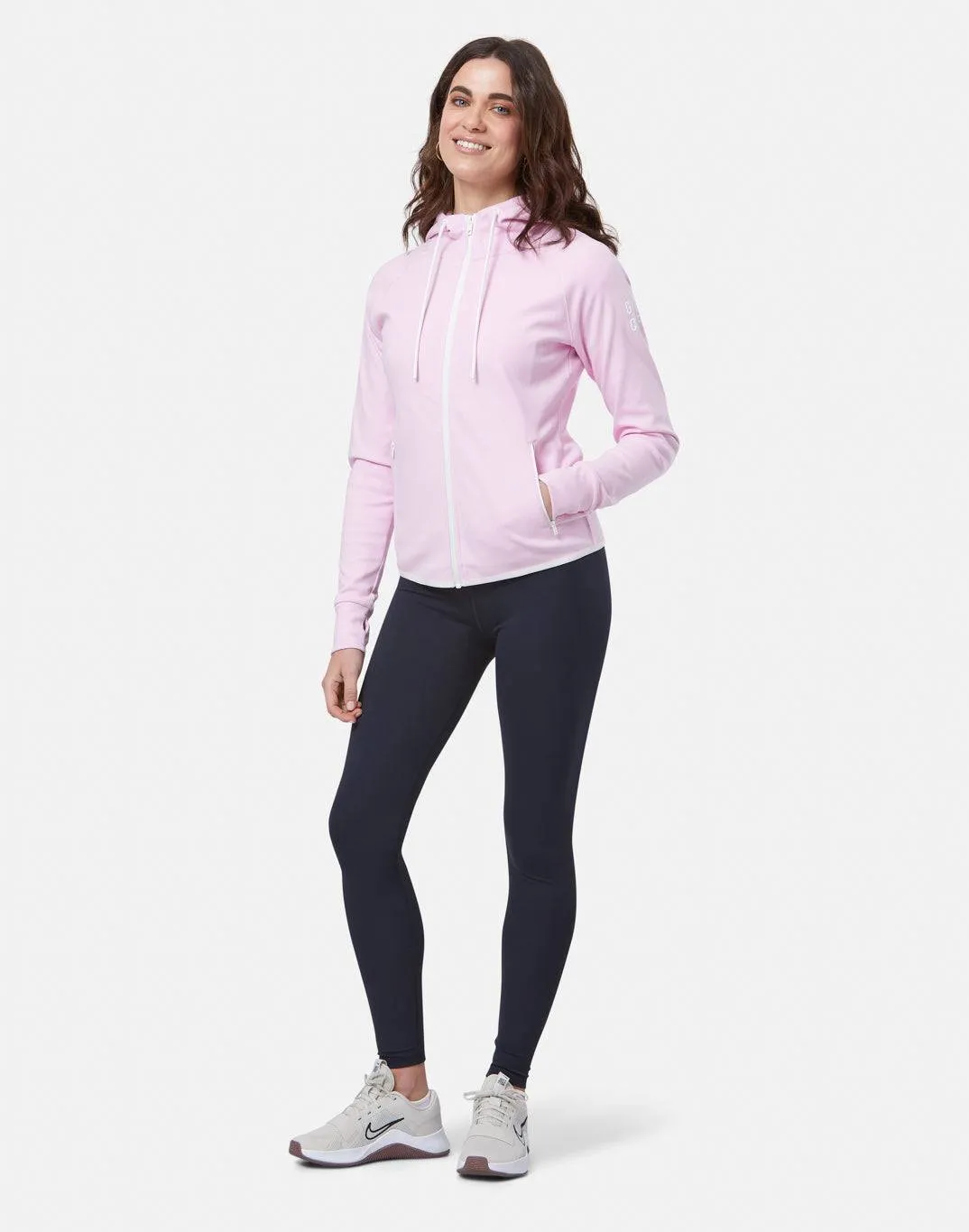 Gym Coffee Chill Zip Hoodie (Womens) - Baby Pink