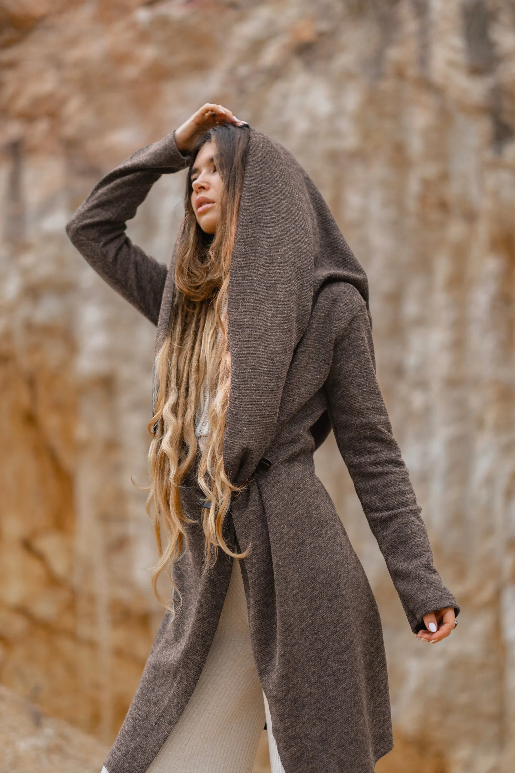 Hooded Cardigan Lalima Brown