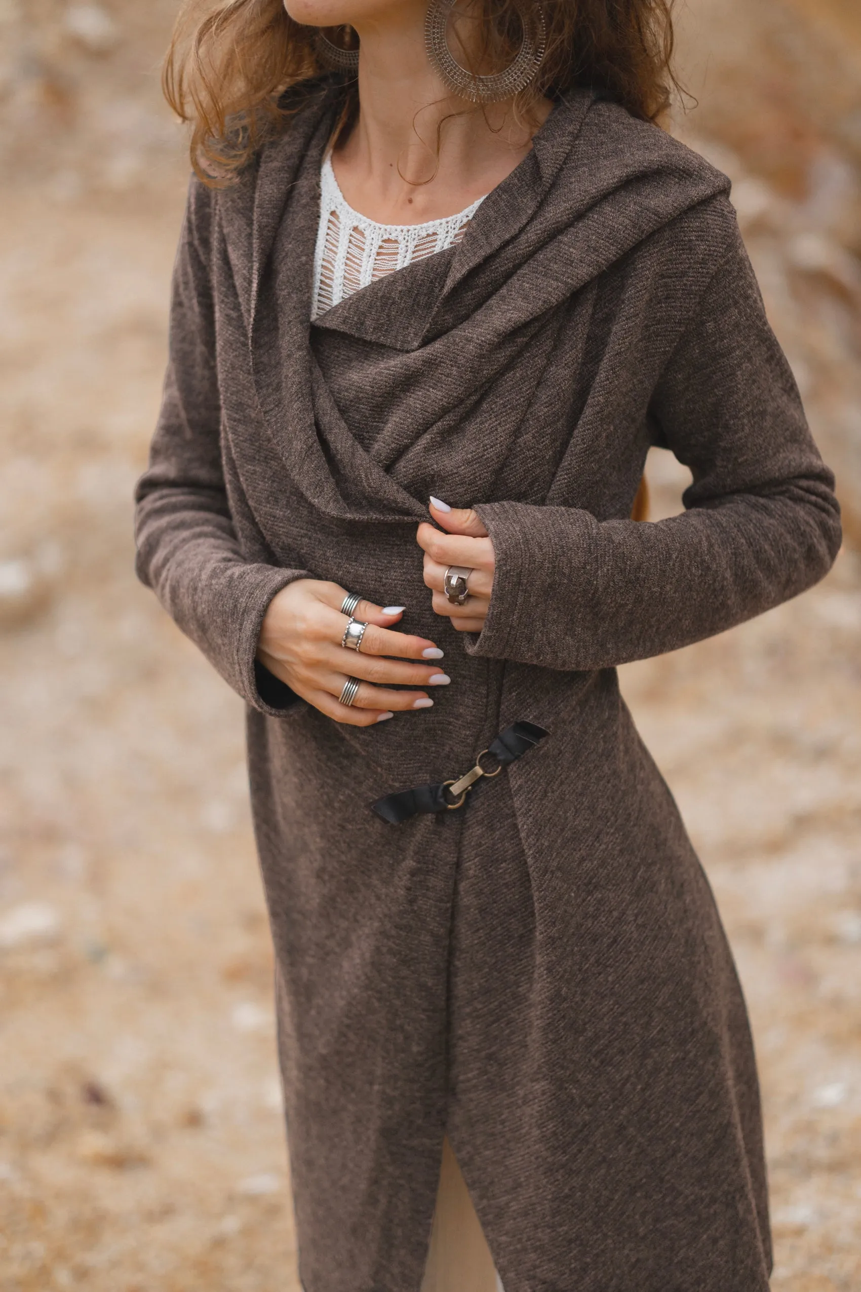 Hooded Cardigan Lalima Brown