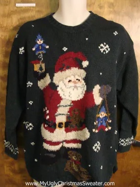 Huge Santa 80s Ugly Christmas Sweater