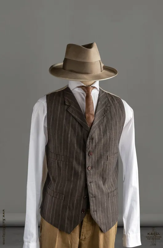 Italian Linen Doyle Vest - Brown - M