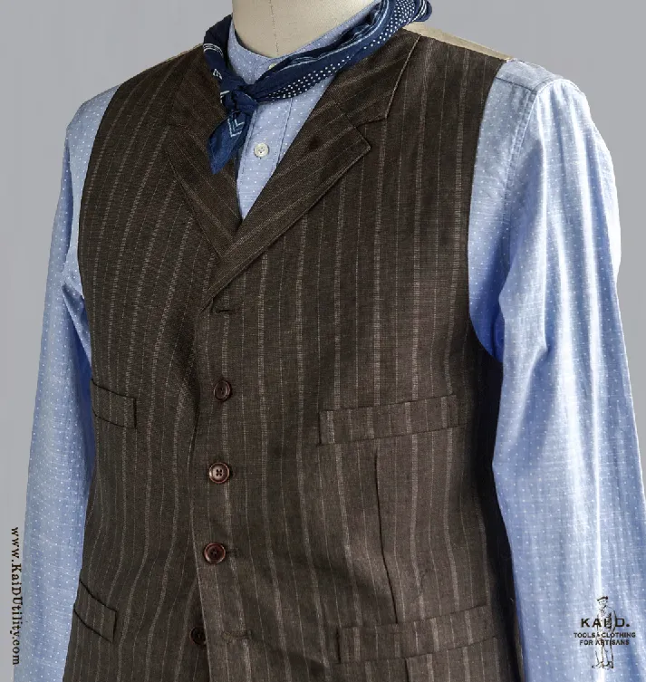 Italian Linen Doyle Vest - Brown - M