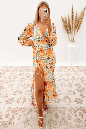 Kayley Maxi Dress Orange Floral