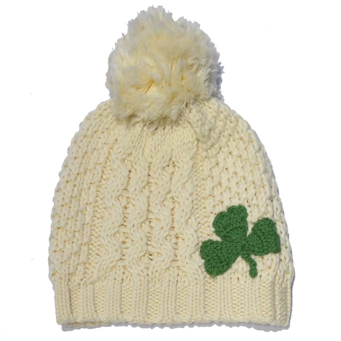 Kids Irish Aran Shamrock Bobble Hat