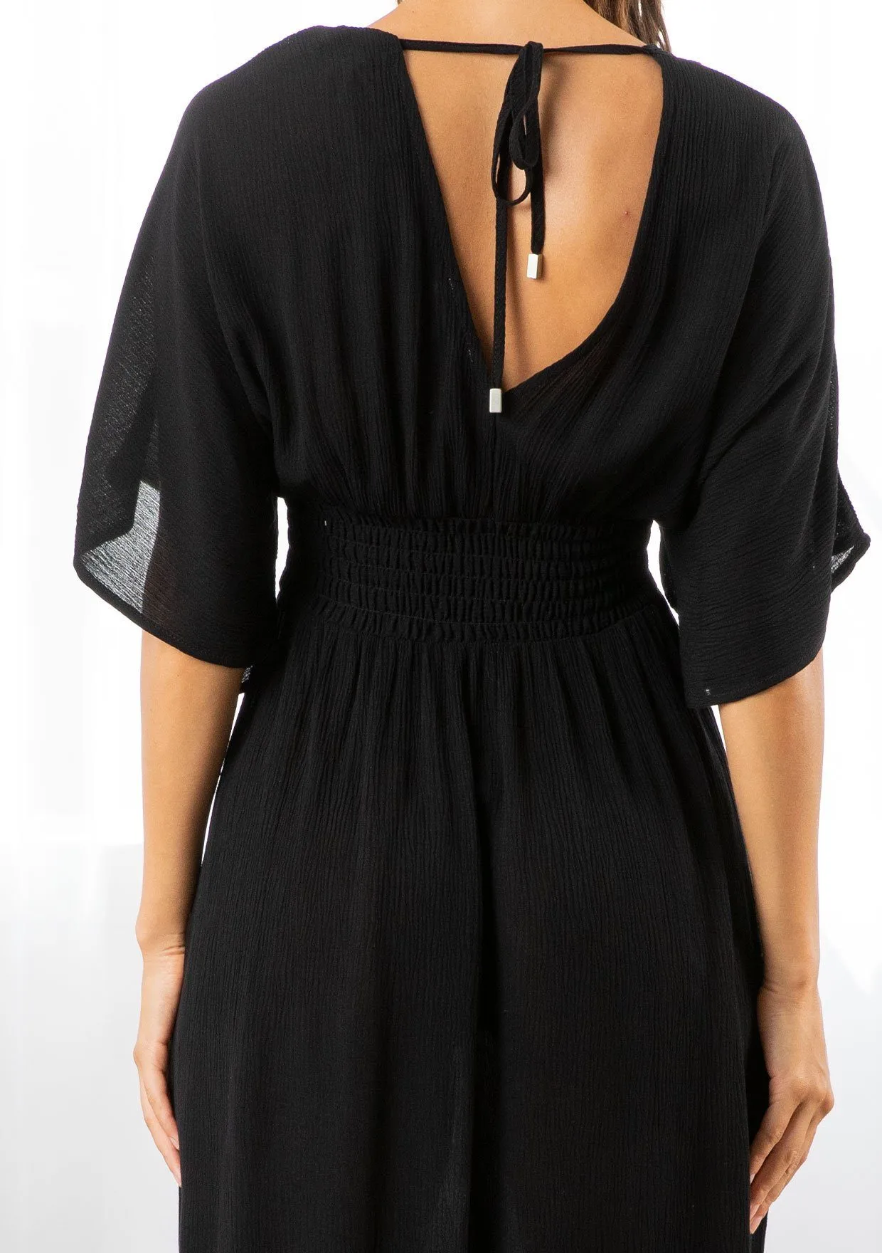 KIMONO SLEEVE MAXI DRESS (BLACK)