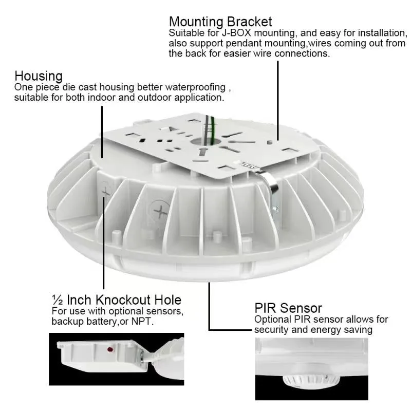 Konlite LED Canopy CP0203 Series - 60W/48W/36W/25W Selectable - 7,700 Lumens - 5000K/4000K - 120-277V - White - 150W Equal