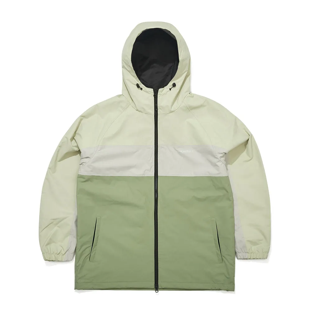 LINE BLOCK HOODED JACKET CREAM KHAKI