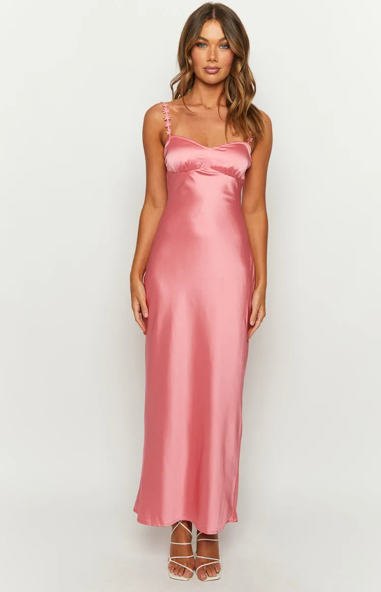 Marbelle Pink Satin Maxi Dress