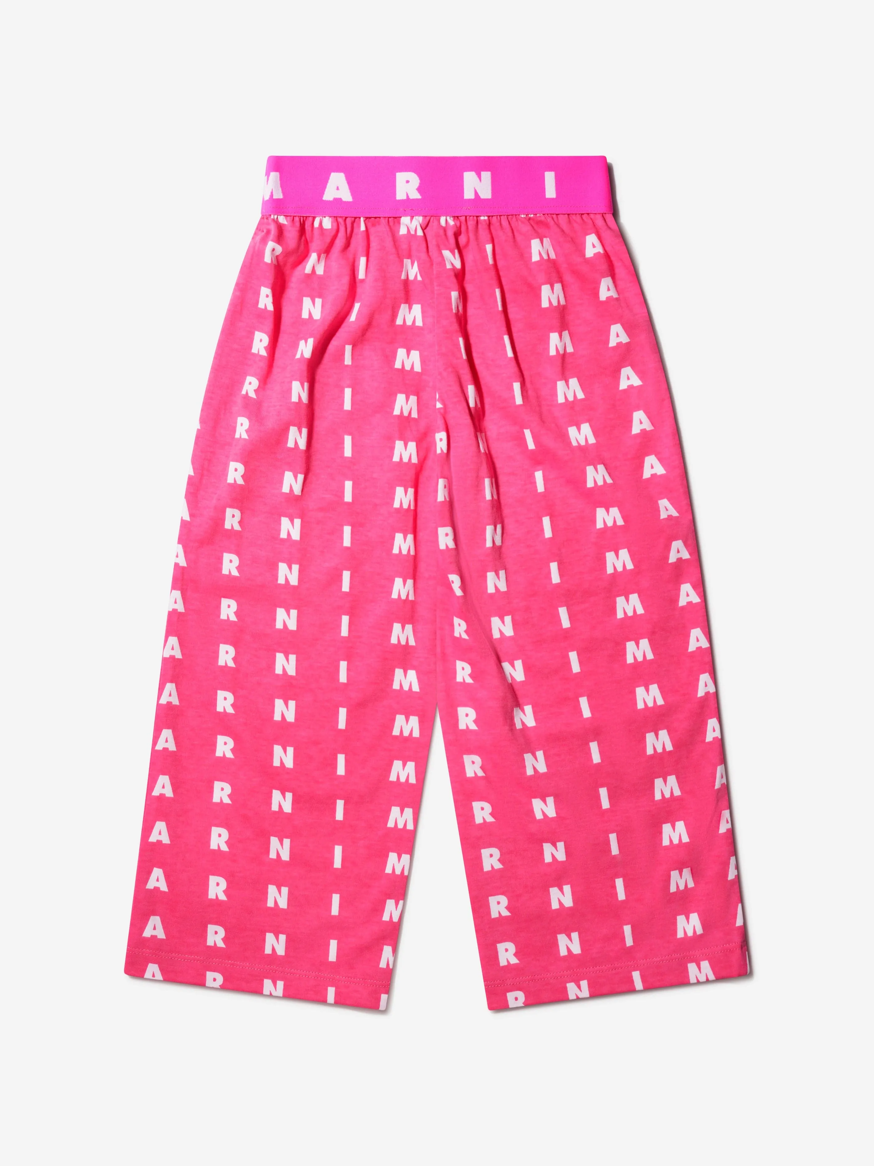 MARNI Girls Logo Print Trousers in Pink