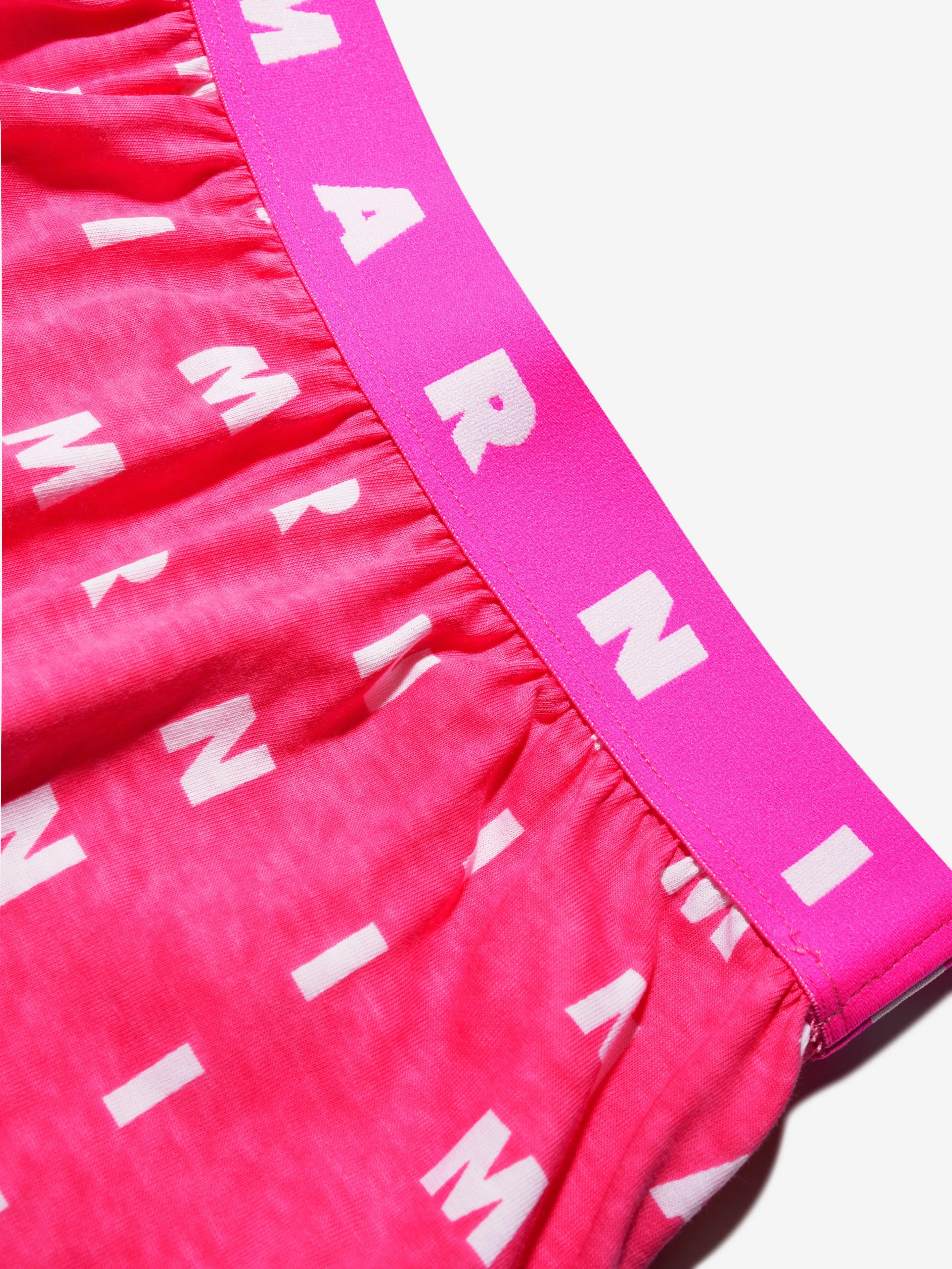 MARNI Girls Logo Print Trousers in Pink