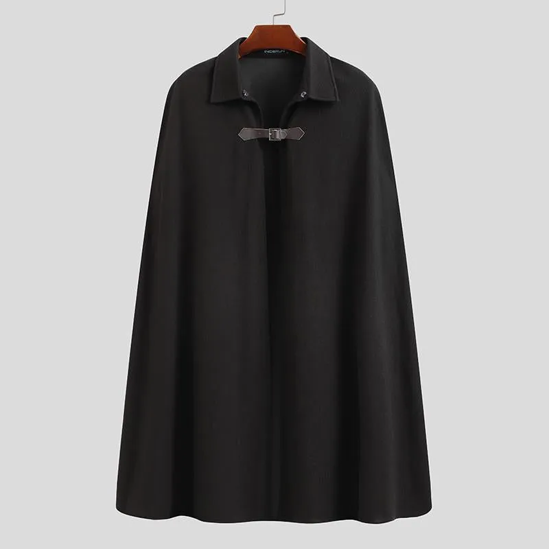 Men's Gothic Punk Lapel Mid-length Cloak SKUF51100