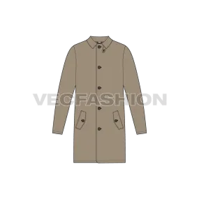 Mens Rain Coat or Mackintosh Coat Vector Template