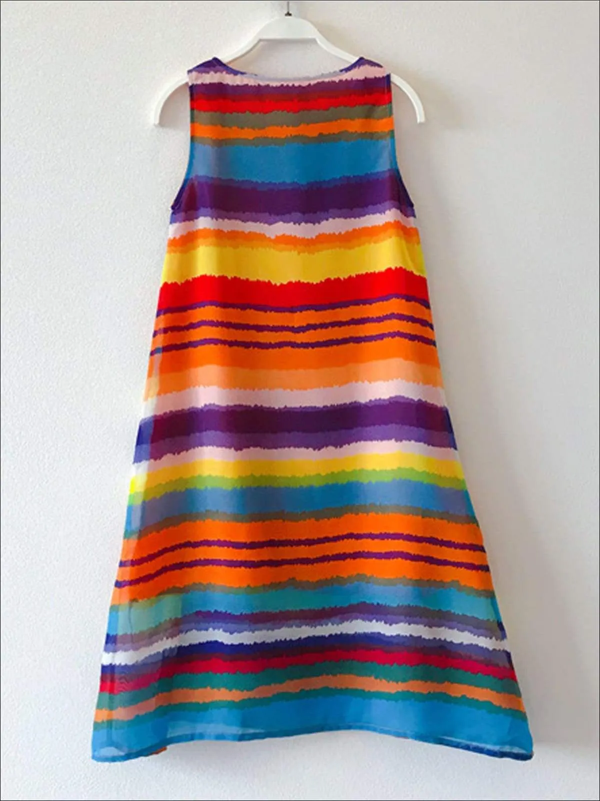 Mommy And Me Rainbow Sleeveless Chiffon Maxi Dress