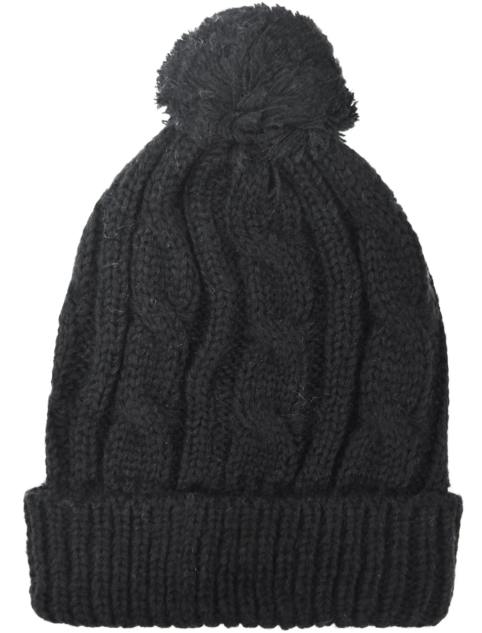 Montana Cable Knit Bobble Hat in Black