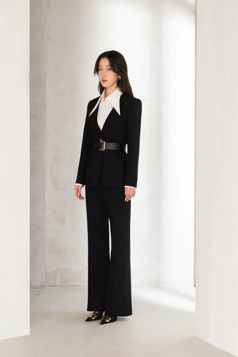 Novah Straight Ribbed Twill Floor Length Trousers