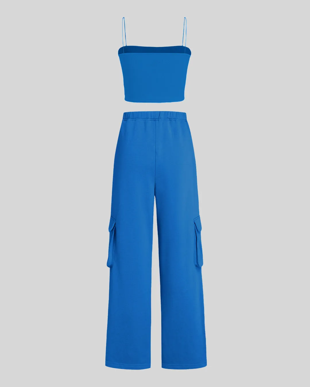 Off Duty Aesthetic Spaghetti Top With Trouser In Electric Blue