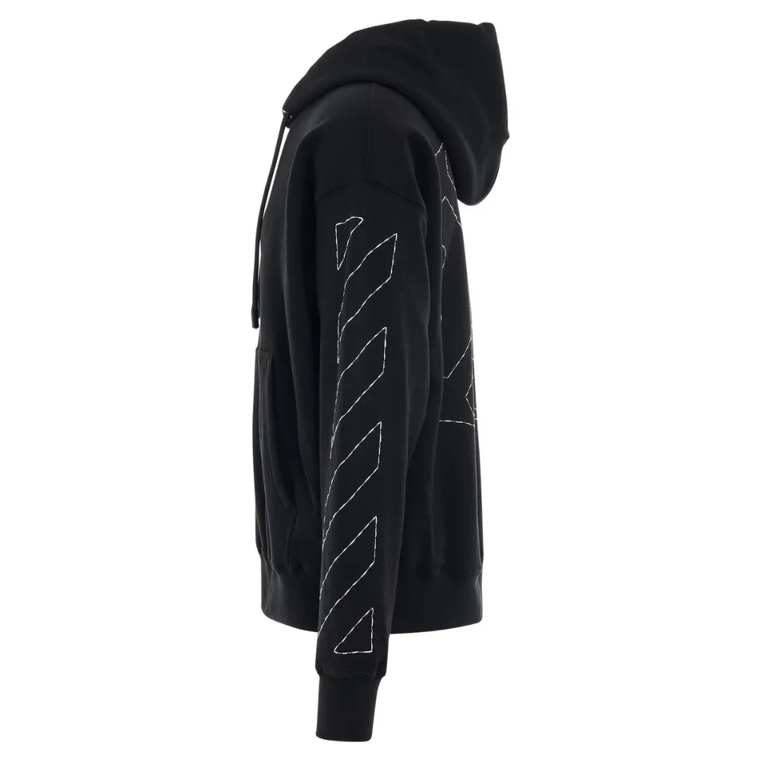 Off-White Off Stitch Diag Design Skate Fit Black Hoodie