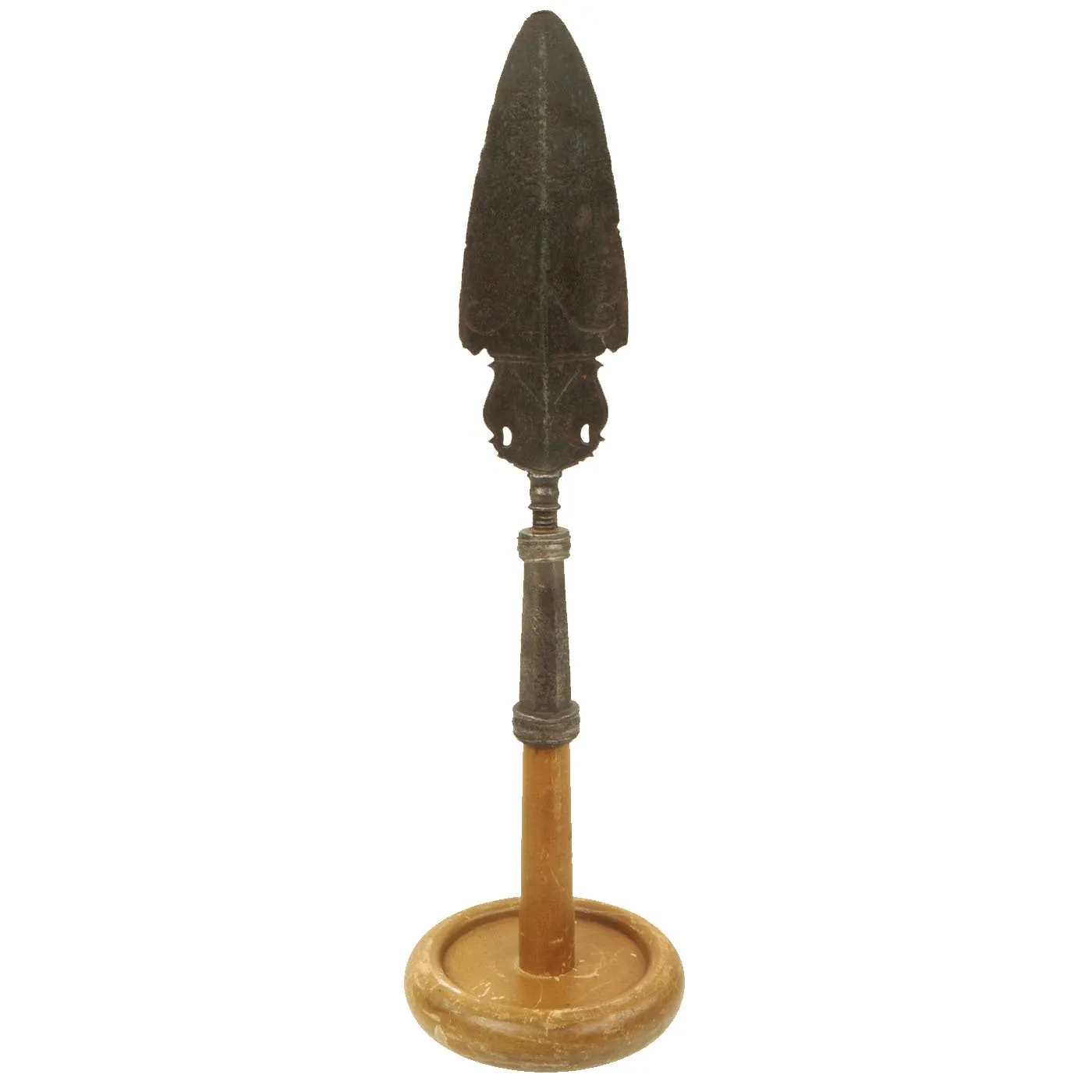 Original 18th Century English Era Sergeant's Spontoon Spearhead with Queen Anne Royal Cypher c.1702-1714