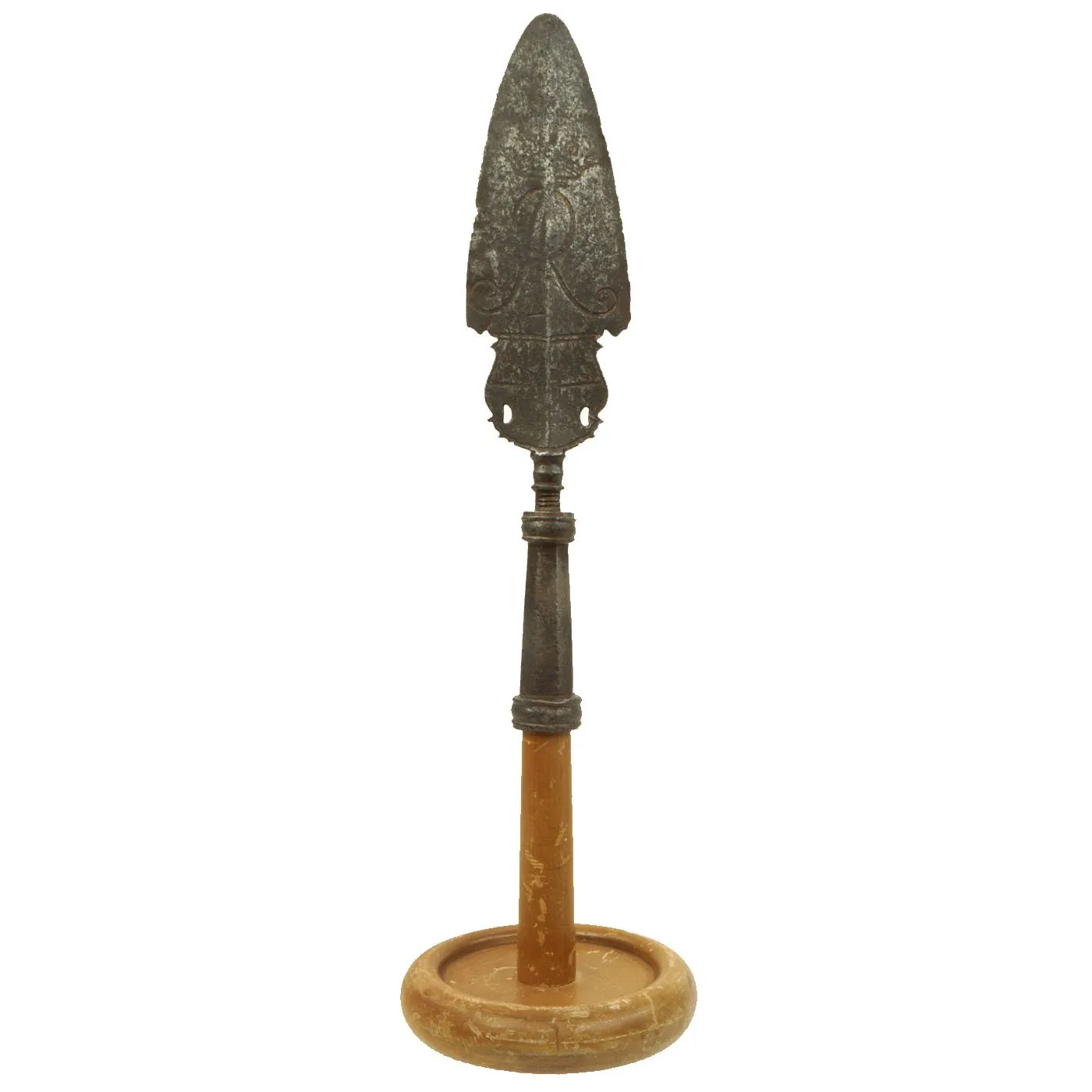 Original 18th Century English Era Sergeant's Spontoon Spearhead with Queen Anne Royal Cypher c.1702-1714