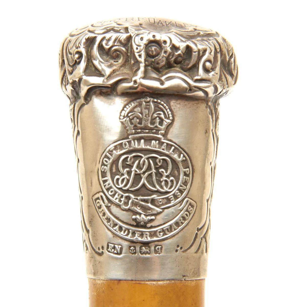 Original British 1915 WWI Sterling Silver Grenadier Guards Sergeant Cane Swagger Stick