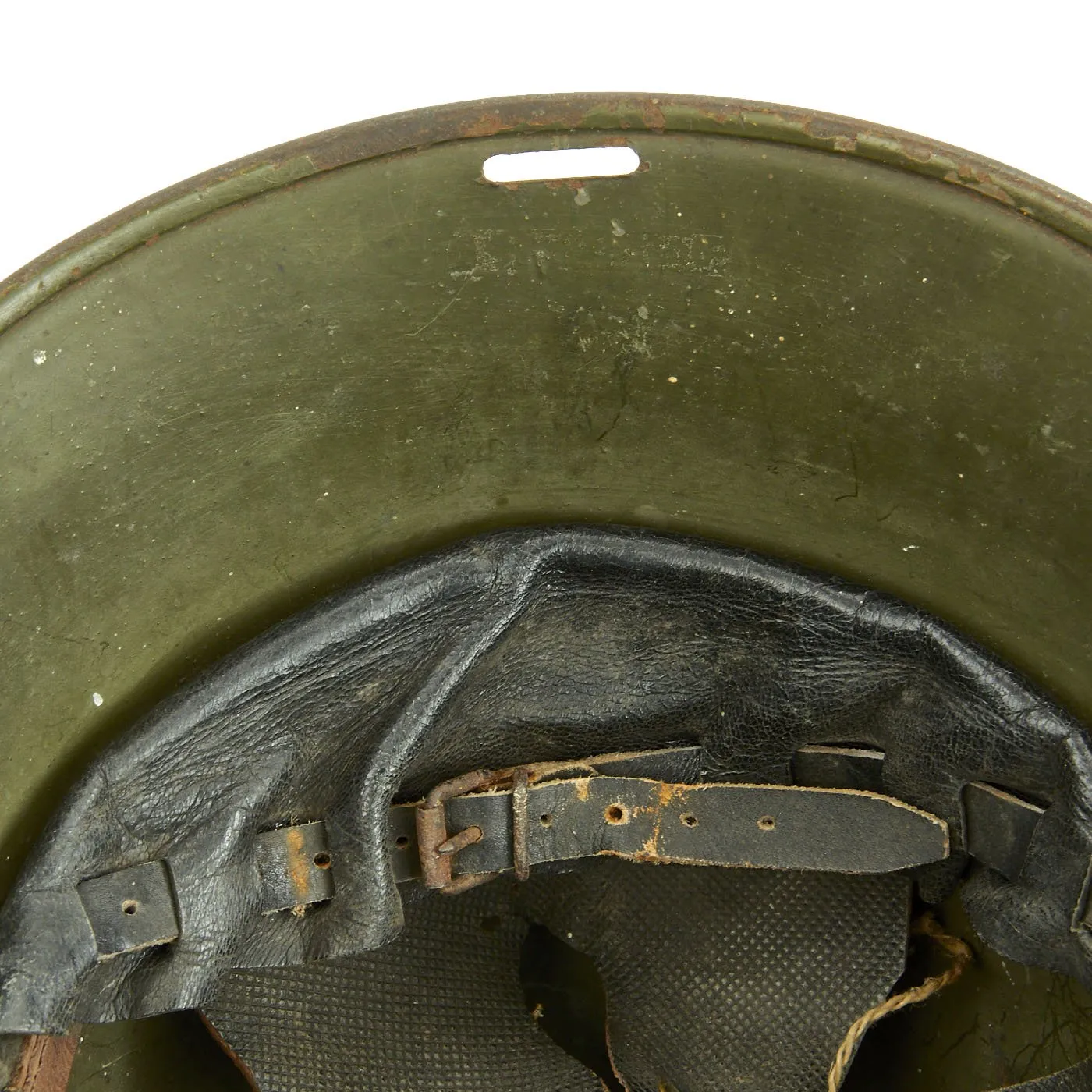 Original Dutch WWII Model 1934 Helmet with Helmet Plate & Original Paint