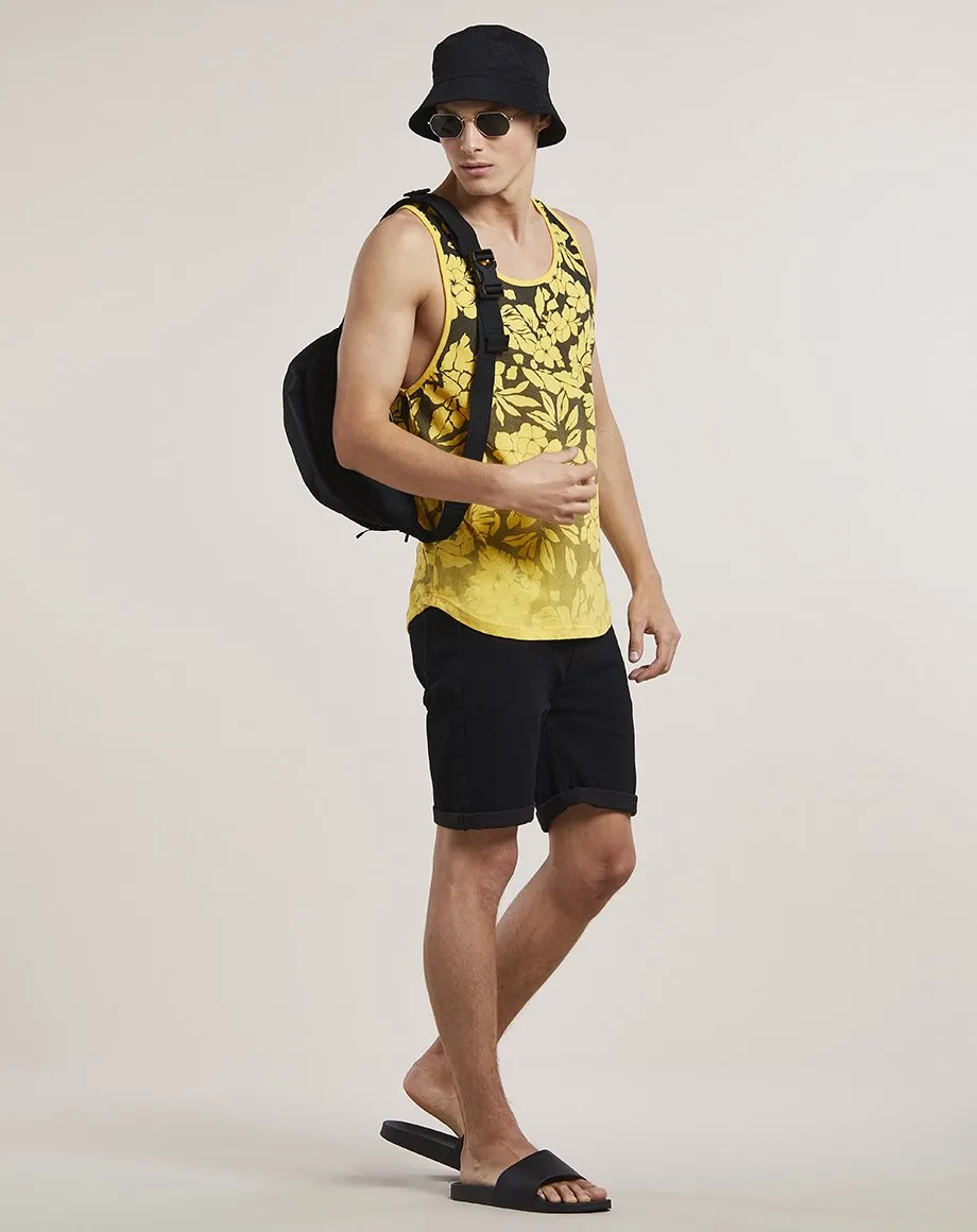 ORVAR PRINTED MENS VEST | BLACK YELLOW