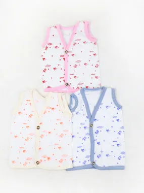 Pack of 3 Newborn Baby Vest (0Mth - 9Mth) Multicolor & Multidesign