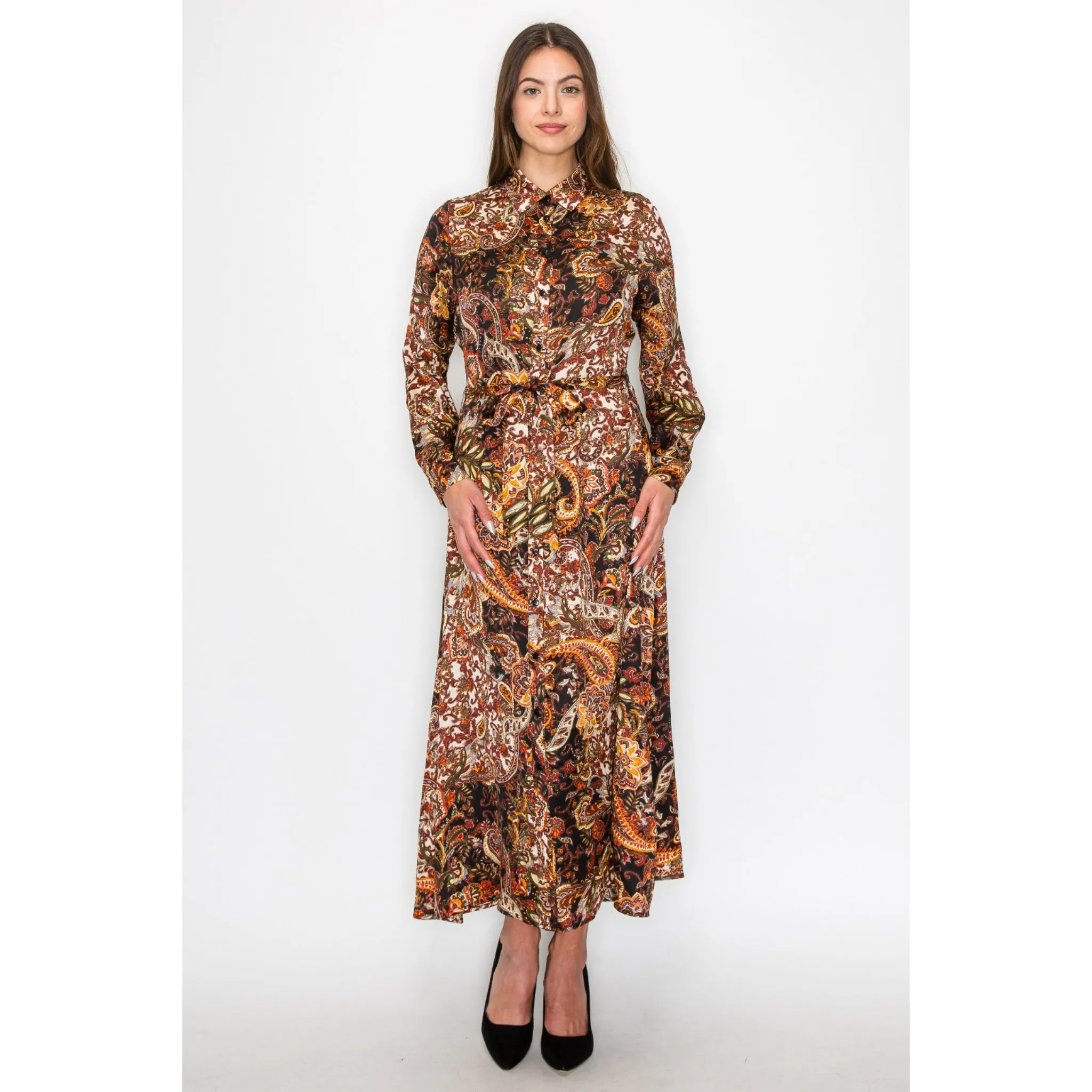 Paisley Belted Dress