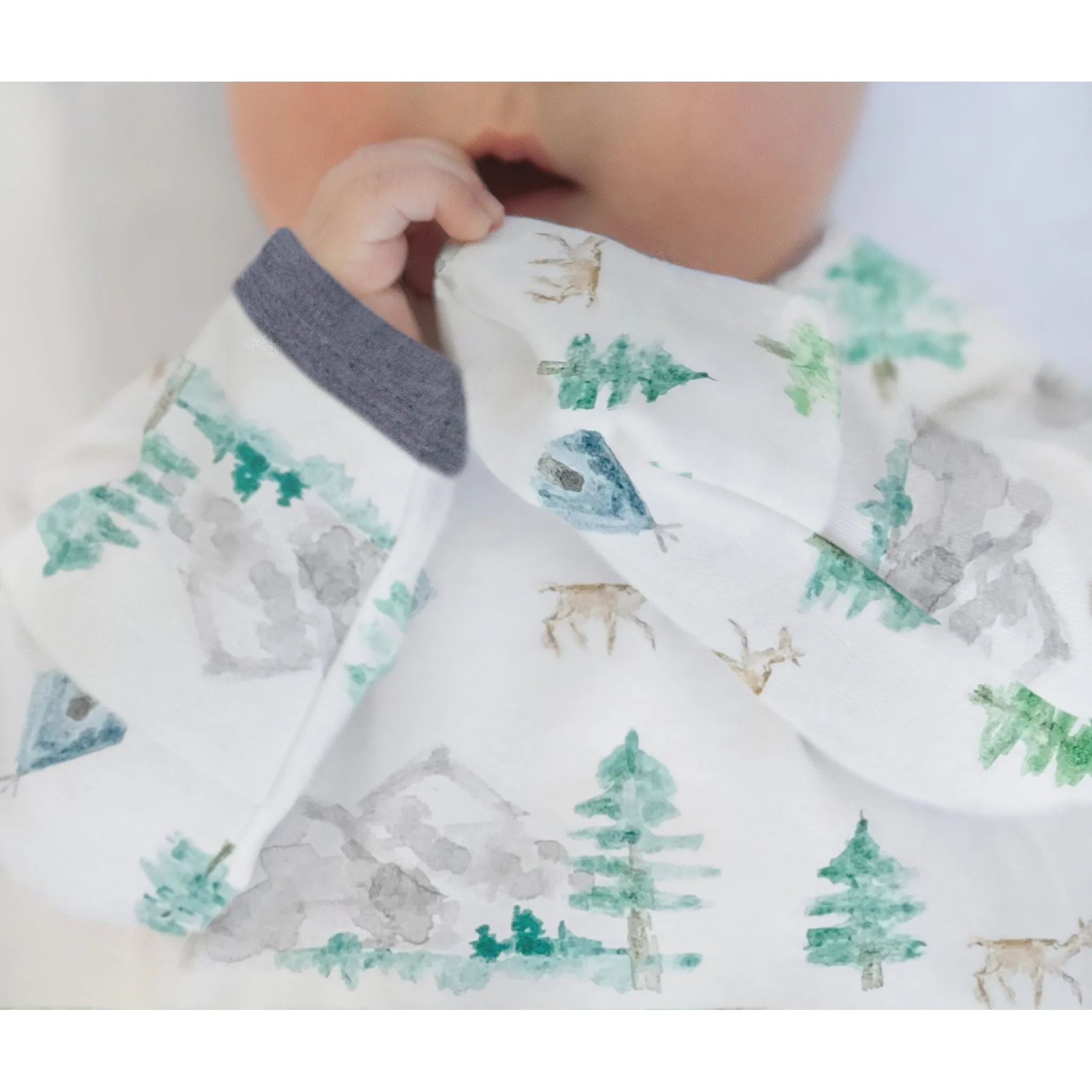 Pajama Gown and Hat Gift Set - Watercolor Mountains & Trees