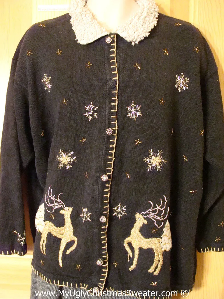 Prancing Reindeer Tacky Christmas Sweater fits Mens XXXL (f1349)