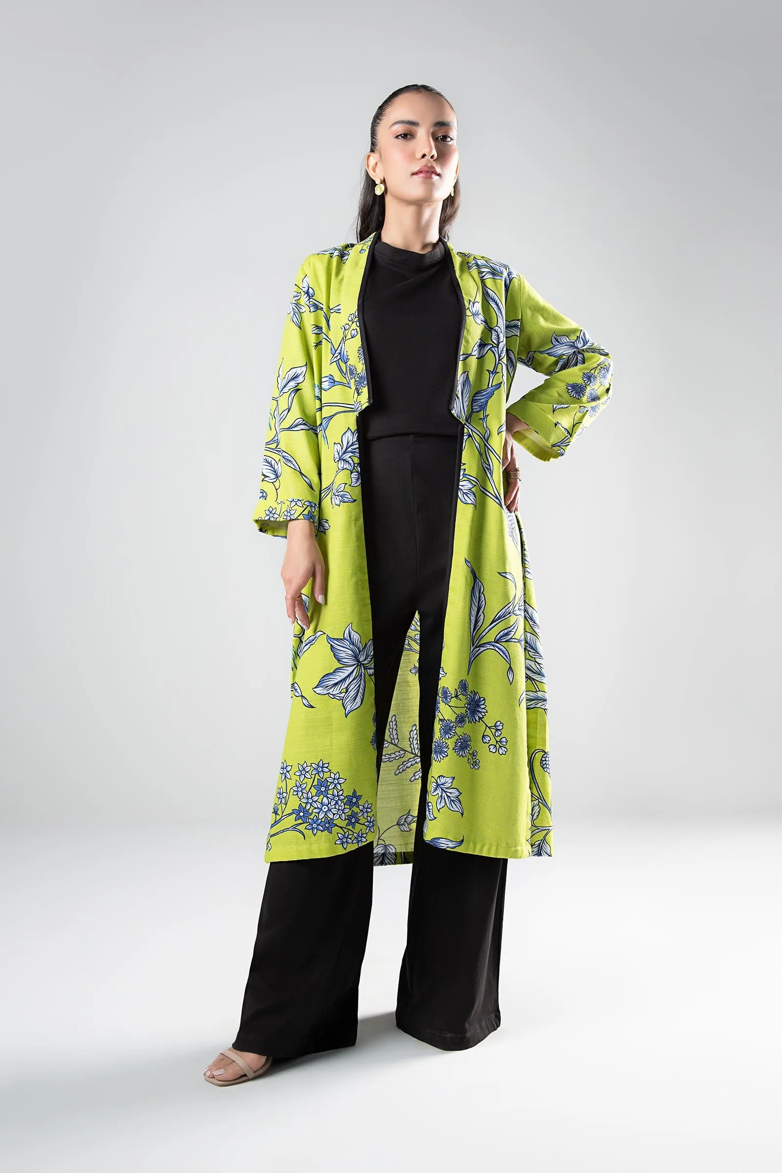 Printed Khaddar Kimono Jacket | MB-WS24-25