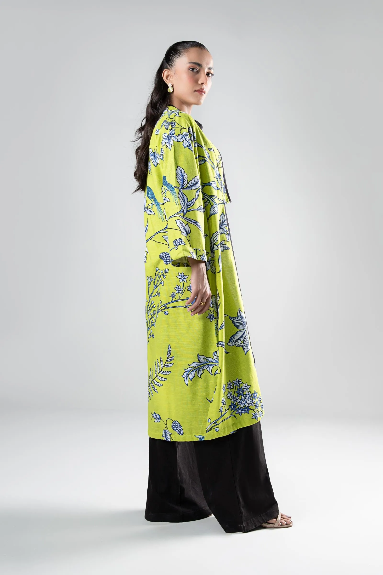 Printed Khaddar Kimono Jacket | MB-WS24-25