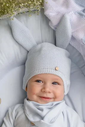 "Bugs" Light Blue Knit Bunny Hat