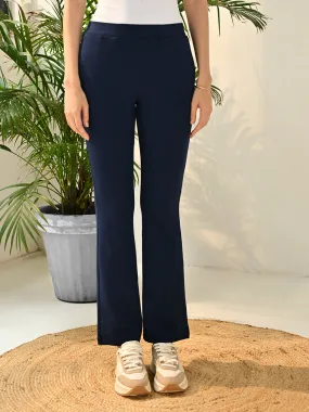 Raina Navy Blue Relaxed Fit Trousers for Women