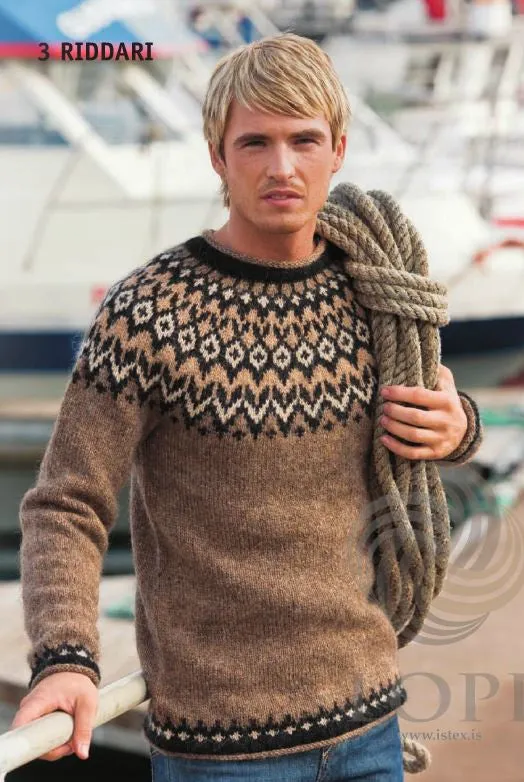 Riddari (Knight) Mens Wool Sweater Brown