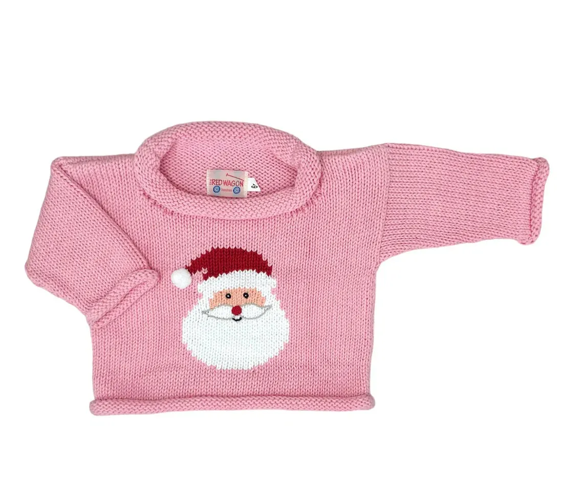 Santa Head Sweater - Light Pink