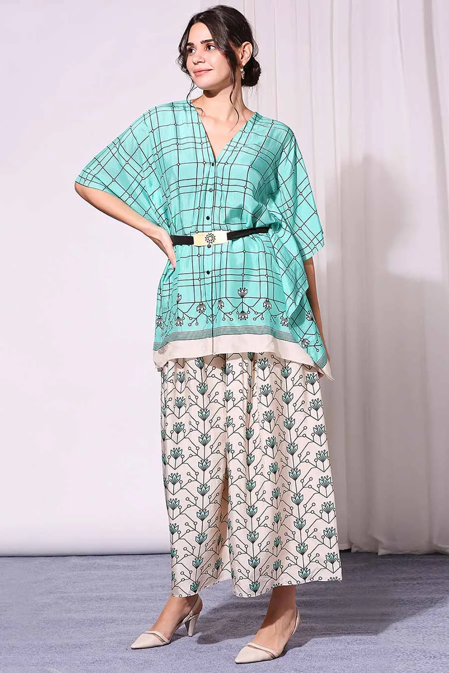 Sea Green Kaftan & Pant Co-Ord Set