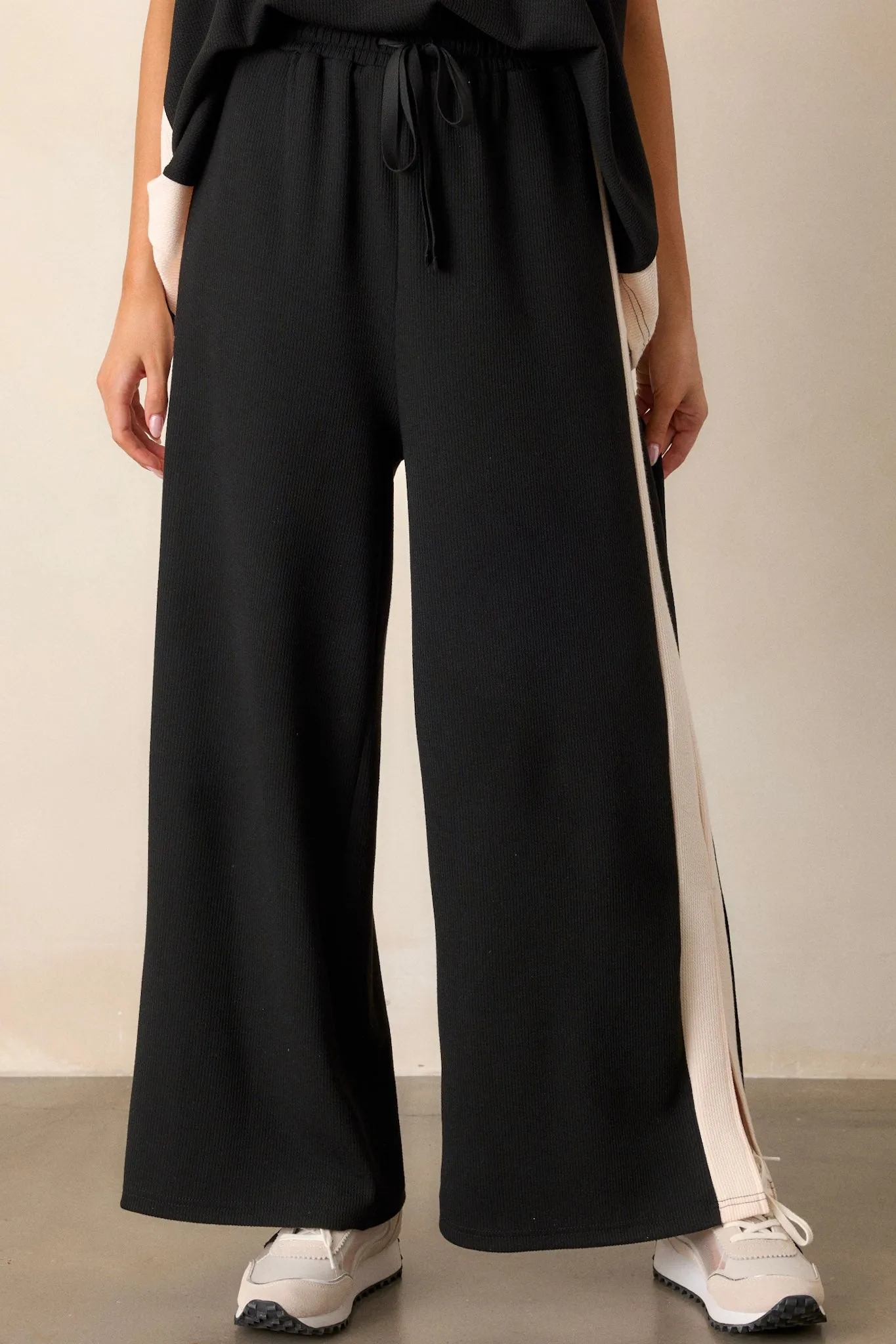 See The End Black & Ivory Ribbed Pants