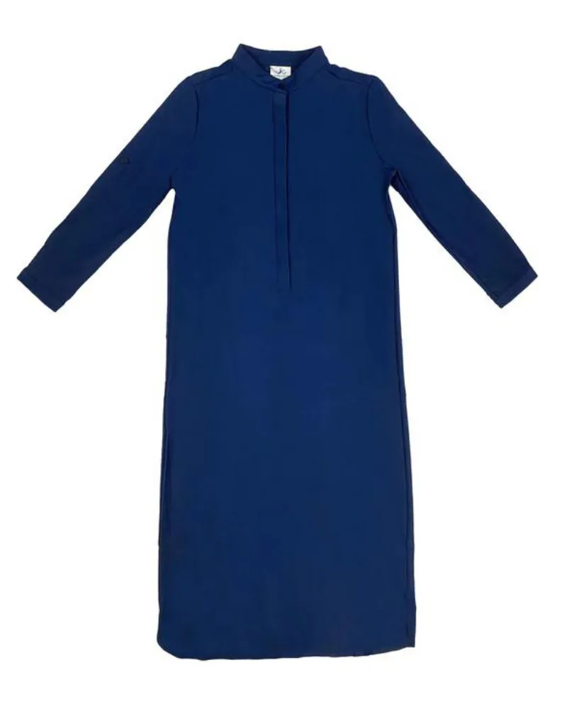 SHD Navy Half Button Swim Shirt Dress