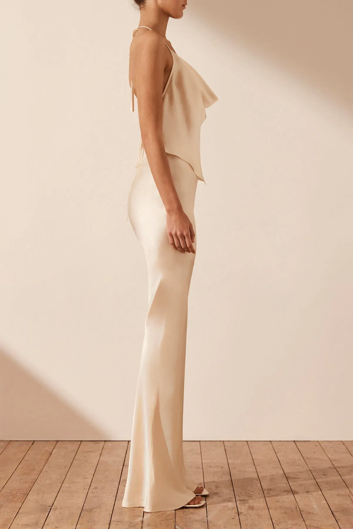 Shona Joy Camille Bias Cut Flared Pant Cream