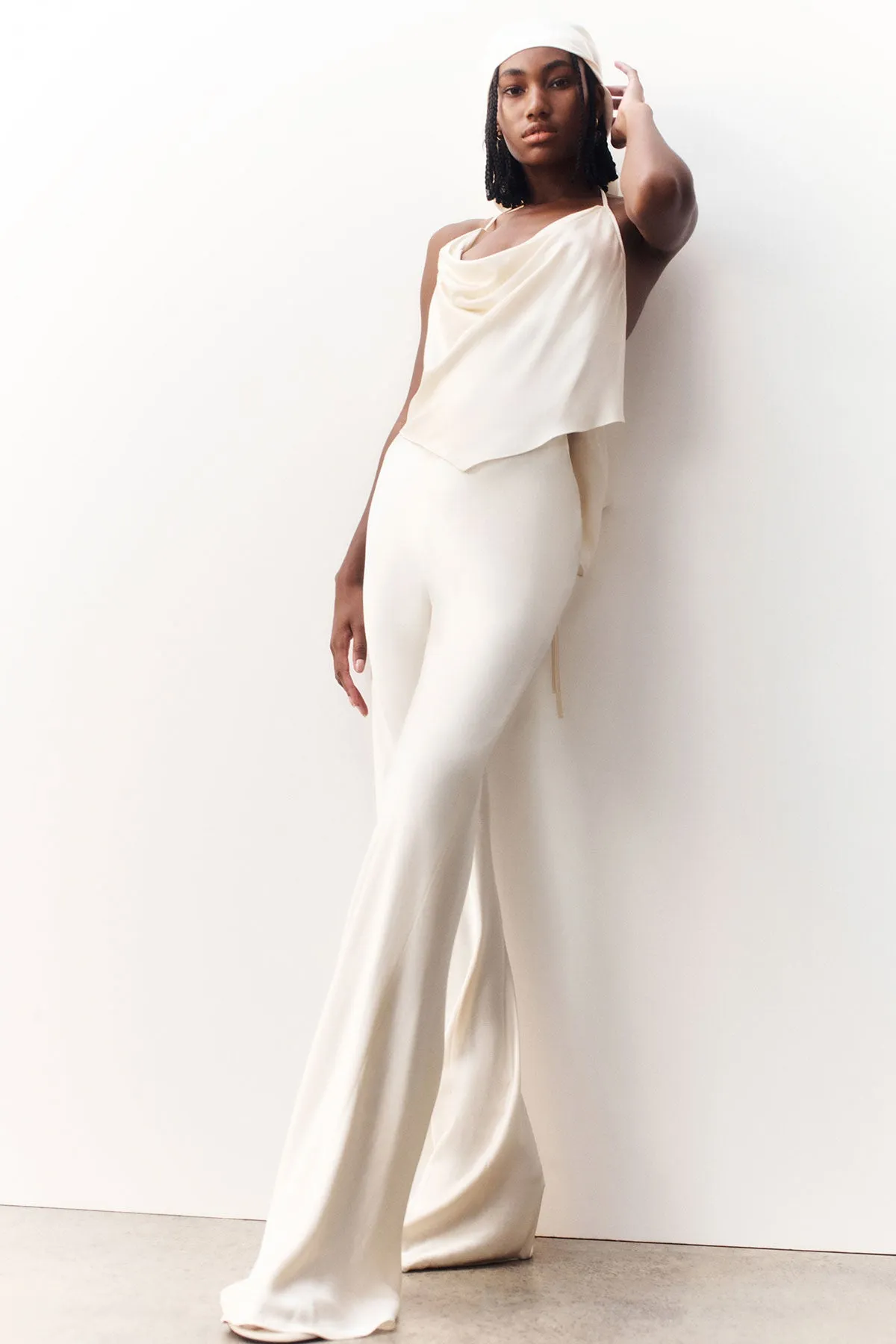 Shona Joy Camille Bias Cut Flared Pant Cream