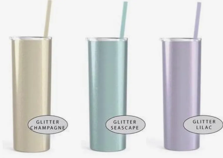 Skinny 20 oz Stainless Steel Tumbler with matching straw