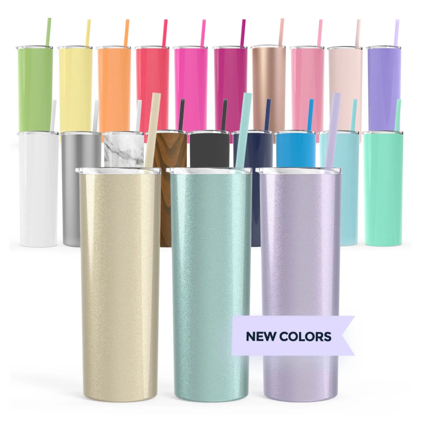 Skinny 20 oz Stainless Steel Tumbler with matching straw