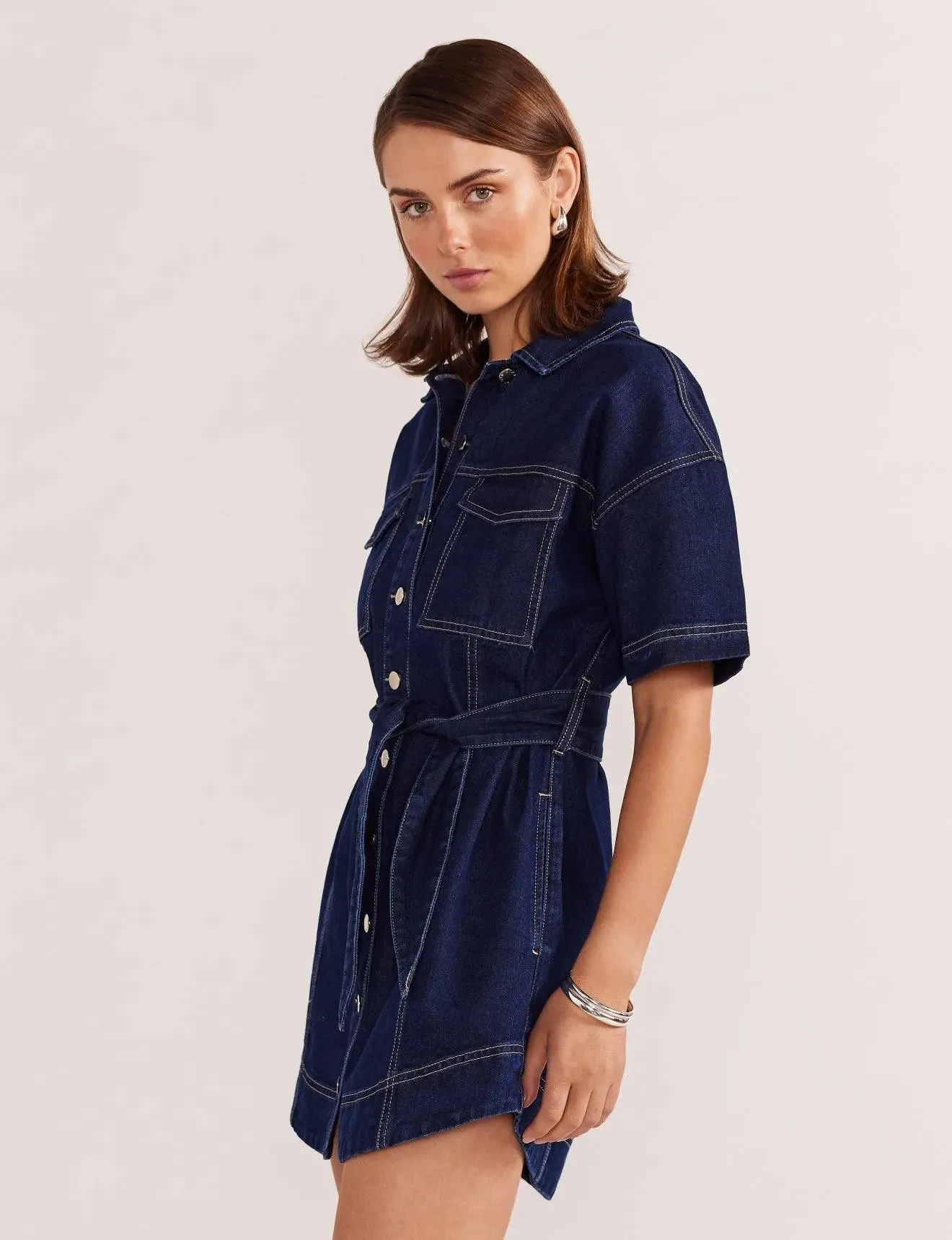 Staple the Label Luca Denim Mini Dress in Indigo