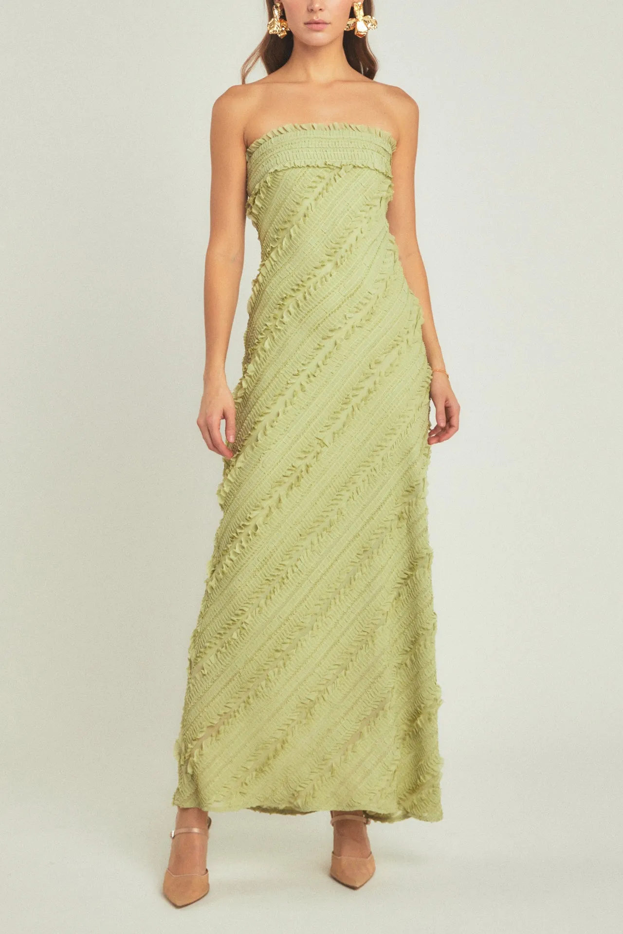 Strapless Ruffled Maxi Dress