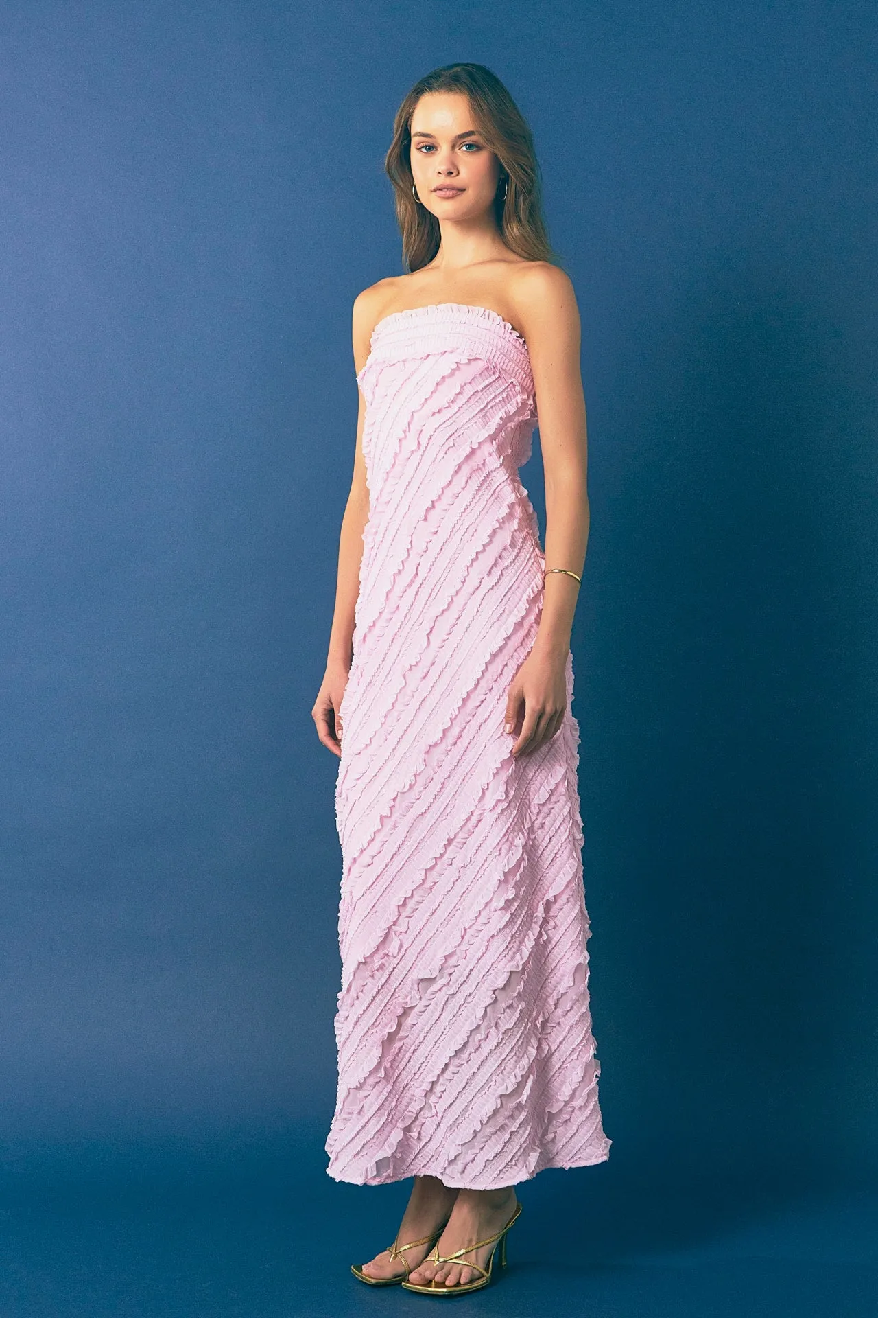 Strapless Ruffled Maxi Dress